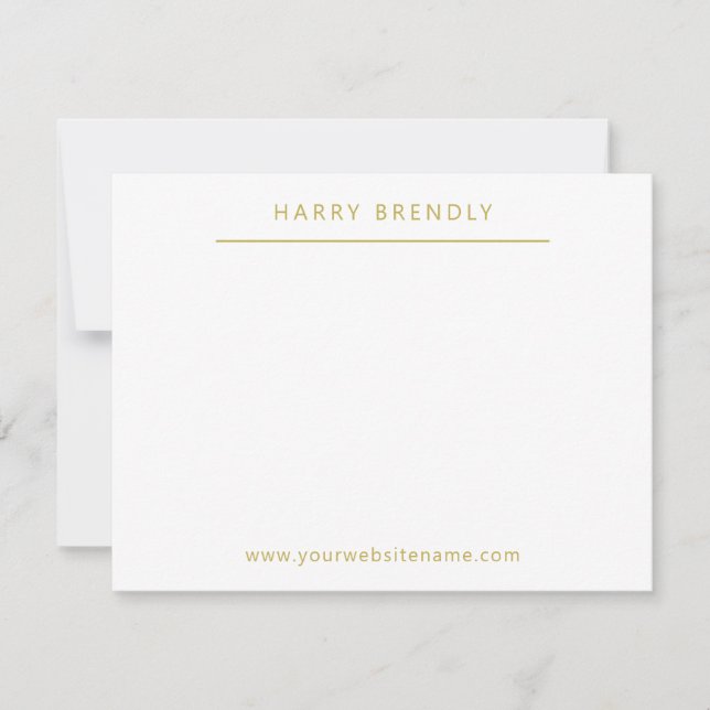 Monogram Name Modern Minimal Flat Note Card White (Front)