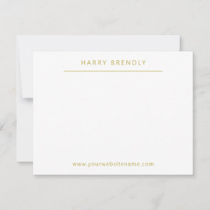 Monogram Name Modern Minimal Flat Note Card White