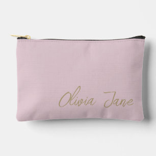 Monogram Name Modern Minimalist Blush Pink Accessory Pouch