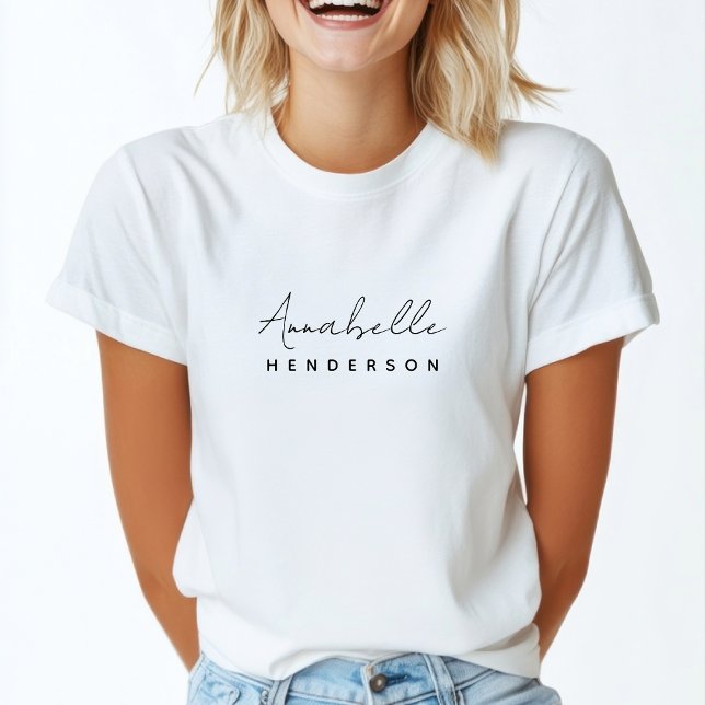 Monogram Name | Modern Minimalist Stylish T-Shirt (Creator Uploaded)