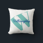 Monogram Name Modern Typography Cushion<br><div class="desc">A fun modern tilted monogram and name typography design.  Change the initial and name to personalise.</div>