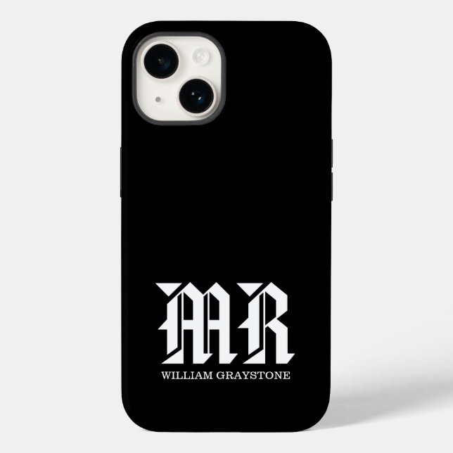 Monogram Name MR Black and White Case-Mate iPhone Case (Back)