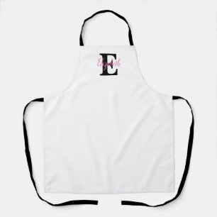 Monogram name on watercolor Flowers in pastels Apron