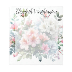 Monogram name on watercolor Flowers in pastels Notepad