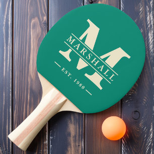 Monogram & Name Overlay Aqua Beach Breeze Ping Pong Paddle