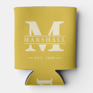 Monogram & Name Overlay Burnt Lemon Can Cooler