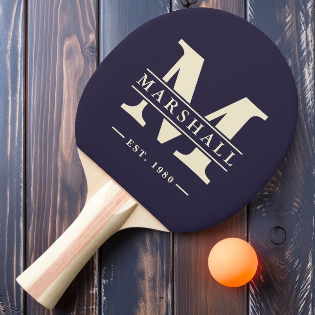 Monogram & Name Overlay Midnight Ocean Ping Pong Paddle (Creator Uploaded)