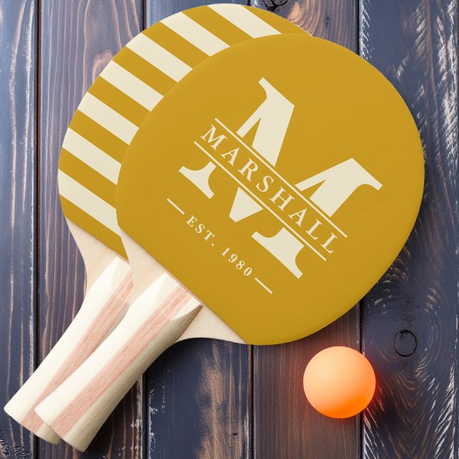 Monogram & Name Overlay Polo Golden Ochre Ping Pong Paddle (Creator Uploaded)