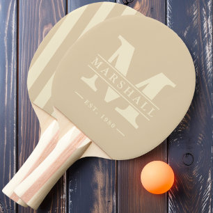 Monogram & Name Overlay Polo Striping Sand Dune Ping Pong Paddle