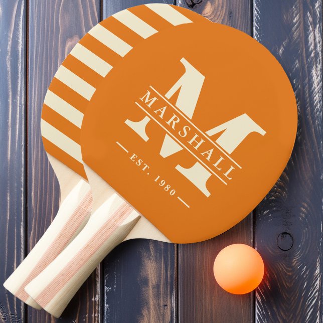 Monogram & Name Overlay Polo Warm Citrus Ping Pong Paddle (Creator Uploaded)
