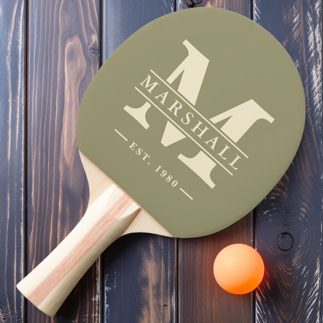 Monogram & Name Overlay Sage Meadow Ping Pong Paddle (Creator Uploaded)