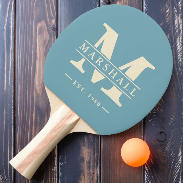 Monogram & Name Overlay Warm Aqua Afternoon Ping Pong Paddle (Creator Uploaded)