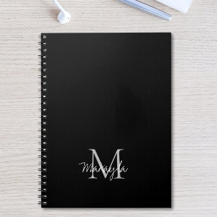 Monogram Name Personalised Black Notebook