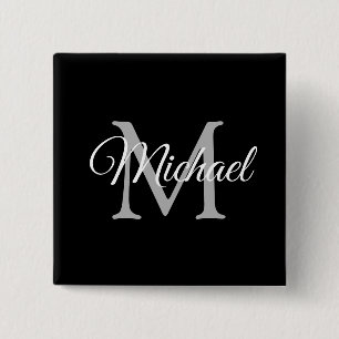 Monogram Name Personalised Black Template Square 15 Cm Square Badge