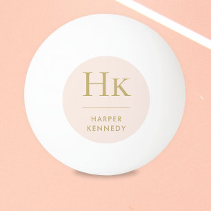 Monogram Name Personalised Blush Pink Gold Ping Pong Ball