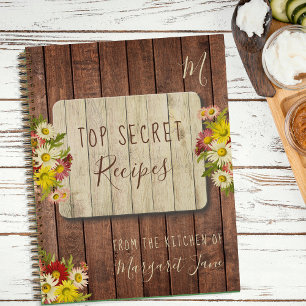 Monogram name personalised rustic recipes journal