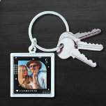 Monogram Name Photo Trendy Simple Modern Key Ring<br><div class="desc">Monogram Name Photo Trendy Simple Modern Keychain features one of your favourite photos with your personalised name and monogram in elegant white script on a black background. Personalise by editing the text in the text boxes provided. Perfect for birthday, Christmas, Mother's Day, Father's Day, sister, cousins, best friends and more....</div>