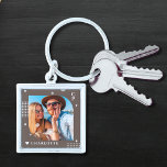 Monogram Name Photo Trendy Simple Modern Key Ring<br><div class="desc">Monogram Name Photo Trendy Simple Modern Keychain features one of your favourite photos with your personalised name and monogram in elegant white script on a brown background. Personalise by editing the text in the text boxes provided. Perfect for birthday, Christmas, Mother's Day, Father's Day, sister, cousins, best friends and more....</div>