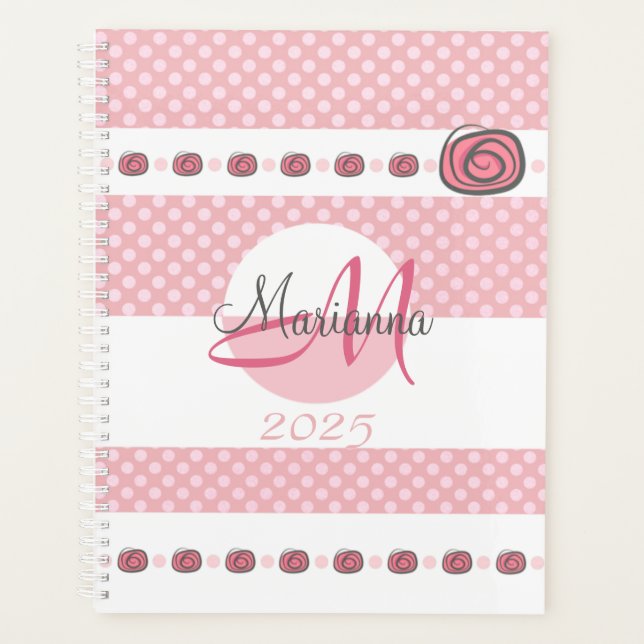 Monogram Name Pink 2025 Modern Planner (Front)