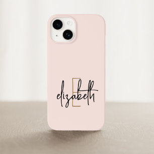 Monogram Name Pink Gold Modern  Case-Mate iPhone 14 Case