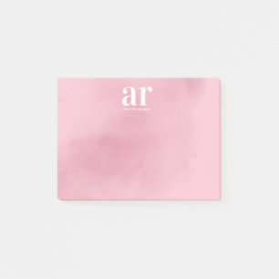Monogram name pink watercolor Elegant Minimalist Post-it Notes