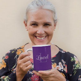 Monogram Name Purple Coffee Mug