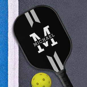 Monogram Name Racer Stripe Pickleball Paddle