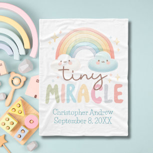 Monogram Name Rainbow Birth Stats Boy Baby Fleece Blanket