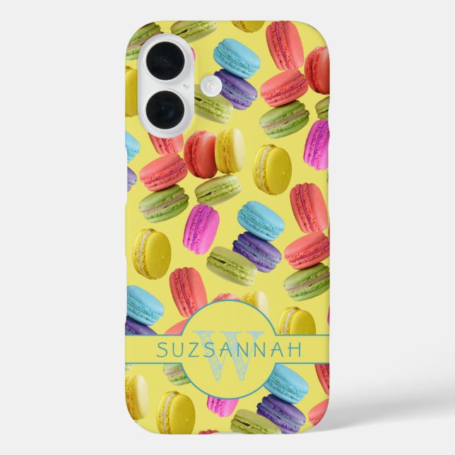 Monogram Name Rainbow Macaron Cookies Pattern Case-Mate iPhone Case (Back)