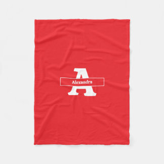 Monogram name red simple modern bed sofa Blanket