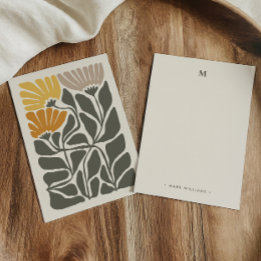 Monogram & Name Retro Vintage-Inspired Floral Card