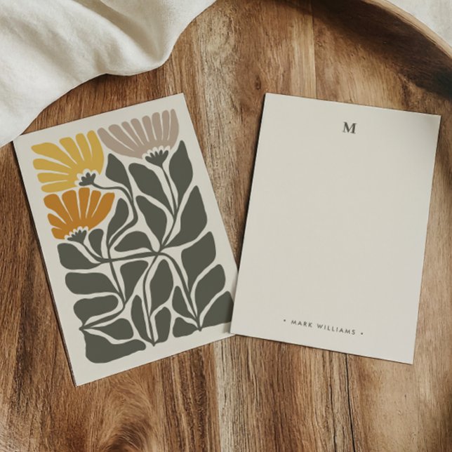 Monogram & Name Retro Vintage-Inspired Floral Card (Creator Uploaded)