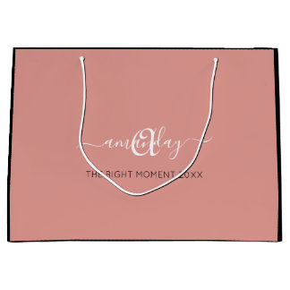 Monogram Name Rose Blush Shop Wedding Gift Large Gift Bag