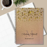 Monogram Name Rose Gold Glitter Stars 2023 Planner<br><div class="desc">This stylish planner is decorated with dripping faux gold stars on a rose gold glitter background.
Easily customisable with your name,  monogram,  and year.</div>