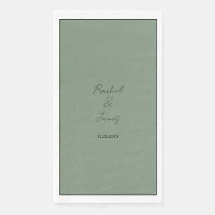 Monogram Name Sage Green Elegant Script Wedding Napkin