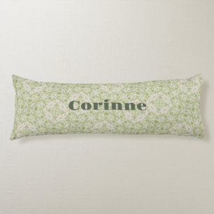 Monogram Name Sage Green Pattern Body Cushion
