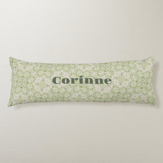 Monogram Name Sage Green Pattern | Body Cushion (Front)