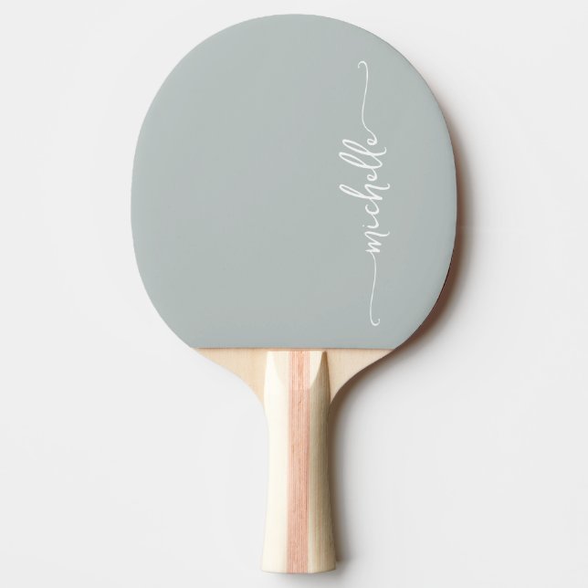 Monogram Name Signature Script Sage Green  Ping Pong Paddle (Front)