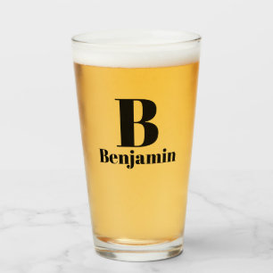 Monogram Name Simple Beer Glass