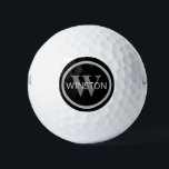 Monogram Name Simple Black and White Lettering Golf Balls<br><div class="desc">Impress him with his own set of personalised golf balls. Use this template to create a one of a kind gift.</div>