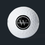 Monogram Name Simple Black and White Lettering Golf Balls<br><div class="desc">Impress him with his own set of personalised golf balls. Use this template to create a one of a kind gift.</div>