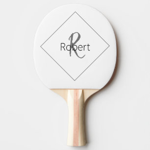 Monogram  Name Simple Modern Minimalist Grey Black Ping Pong Paddle