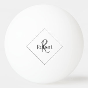 Monogram Name Simple Modern Minimalist White Black Ping Pong Ball