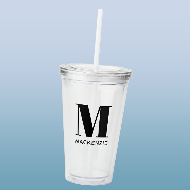 Monogram Name Simple Personalised Acrylic Tumbler (Modern simple personalized monogram initial custom name acrylic tumbler)