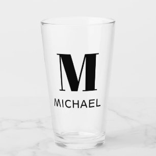 Monogram Name Simple Personalised Beer Glass