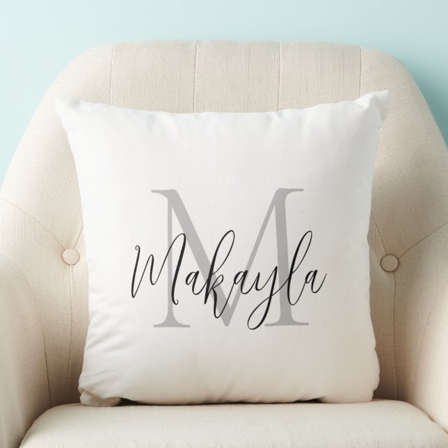 Monogram Name Stylish Script Cushion (Creator Uploaded)