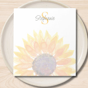 Monogram Name Sunflower  Notepad