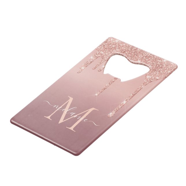 Monogram Name Text Rose Gold Blush Glitter Sparkle (Back Angled)