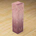 Monogram Name Text Rose Gold Blush Glitter Sparkle Wine Box<br><div class="desc">Monogram Name Text Rose Gold Blush Glitter Sparkle Personalised Birthday - Anniversary or Wedding Gift / Suppliest - Add Your Letter / Name - Text or Remove - Make Your Special Gift - Resize and move or remove and add text / elements with customisation tool. Design by MIGNED. Please see...</div>
