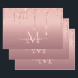 Monogram Name Text Rose Gold Blush Glitter Sparkle Wrapping Paper Sheet<br><div class="desc">Wrapping Paper Sheets with Monogram Name Text Rose Gold Blush Glitter Sparkle Personalised Birthday - Anniversary or Wedding Gift / Suppliest - Add Your Letter / Name - Text or Remove - Make Your Special Gift - Resize and move or remove and add text / elements with customisation tool. Design...</div>